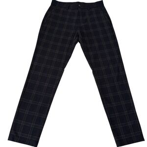 Zara Men's M The Driver Pant Comfort Slim Black Plaid Golf Slacks Sz. 32